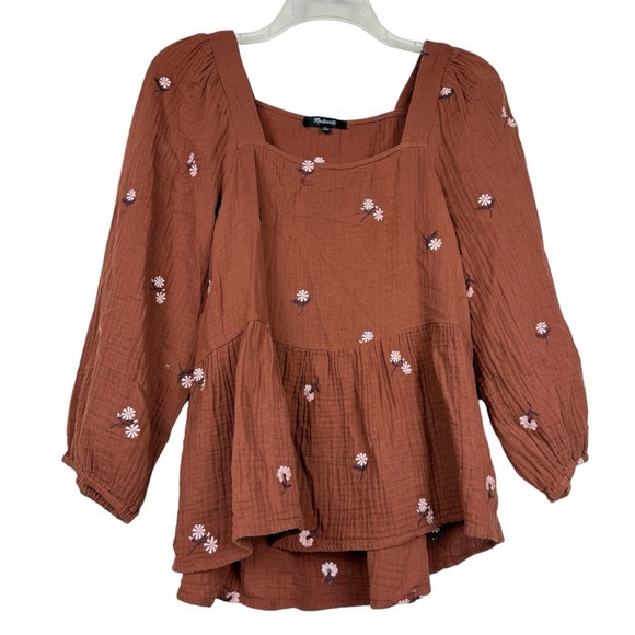 Madewell Amie Floral Embroidered Slubbed Cotton Top - Picture 3 of 7
